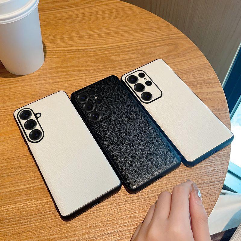 Vintage Genuine Leather Phone Case for Samsung S25ultra-Crack Shockproof Waterproof Simple Business Hard Cover for Samsung S25/S25ultra/S25plus