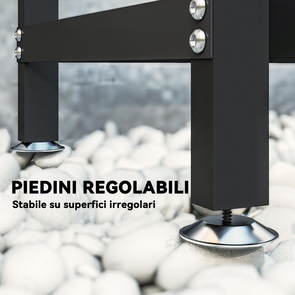 0.8m³ Adjustable Log Store with Waterproof Cover and Steel Chains, 235x31x116 cm, Black