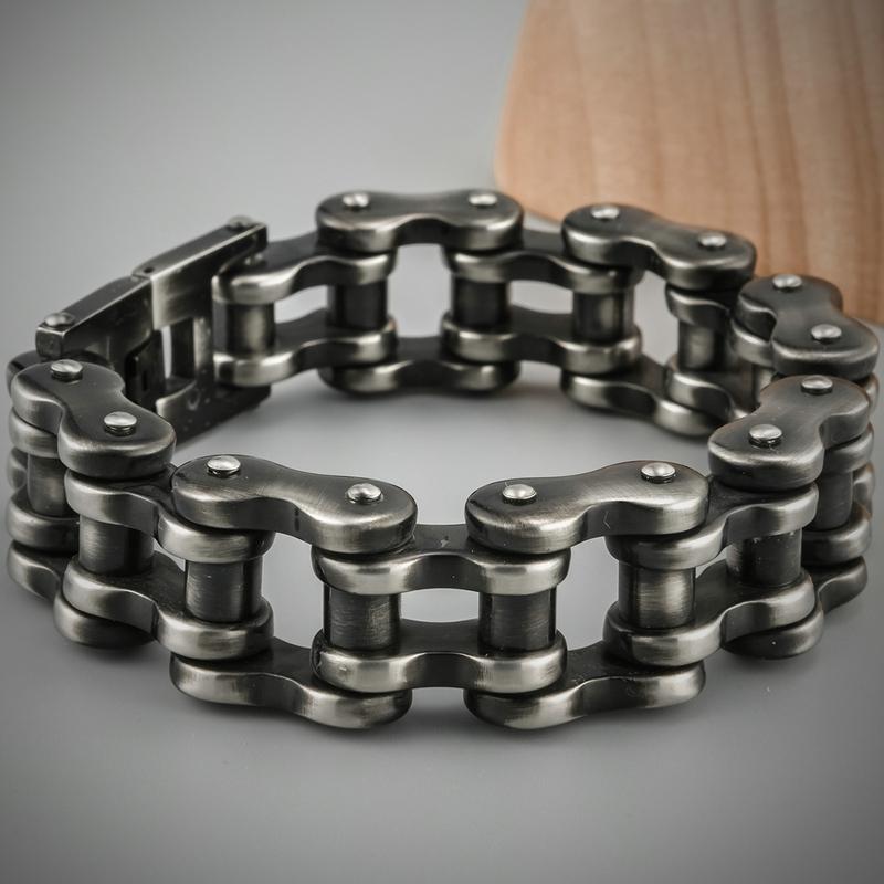Bracciale Lungo 22/24CM Largo 21MM Uomo Rock And Roll Catena da Motociclista Braccialetti da Uomo Braccialetti Pesanti in Acciaio Inossidabile Gioielli Biker