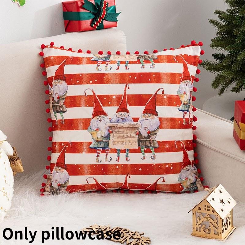 Cartoon Santa Christmas Pillowcase Cushion Back Pillow Cover Xmas Holiday Decor