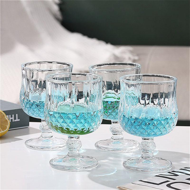 Champagne Glass Creative Glass Cups Bar Diamond Carved Cocktail Glass Household Red Wine Glasses Exquisite Spring Festival Gifts