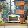 10pcs Wall Sticker Wallpaper Self Adhesive PVC Wall Stickers DIY Tile Bathroom Kitchen Removable Mandala Decal Retro Decoration