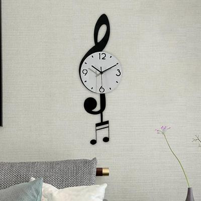 Horloge Murale Note de Musique Cadeau Acrylique Chiffres Arabes Art Note de Musique Silencieuse Sans Tic-Tac pour Chambre d'Enfant Chambre à Coucher Cuisine École Bureau