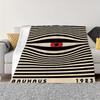 Coperta Flanella Occhio Bauhaus Retro 1923 Fantasia a Strisce Rosso Nero Beige Telo Decorativo per Divano Soggiorno Caldo Morbido Stampa Piatta