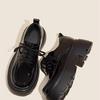 Platform Small Leather Shoes Women's Spring 2026 New British Style Lace-up Heightening Black Mary Jane Single Shoes