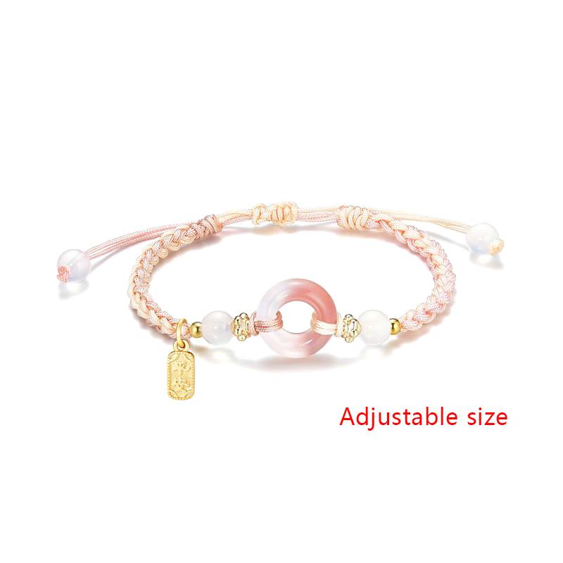 Chinese Style Ethnic Style Peace Buckle Braided Bracelet Girl Heart Beaded Hand Strap Bestie Bracelet Jewelry Accessory Gift