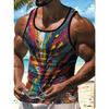 3D Print Tank Tops Men's Fashion Streetwear Vest Oversized Sleeveless Tank Top Bodybuilding Fitness Gym Man Clothing