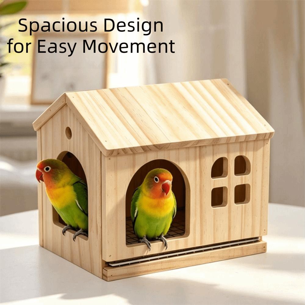 Pullable Bottom Parrot Breeding Box Solid Wood Avian Home Creative Bird Wooden House  Avian Shelter