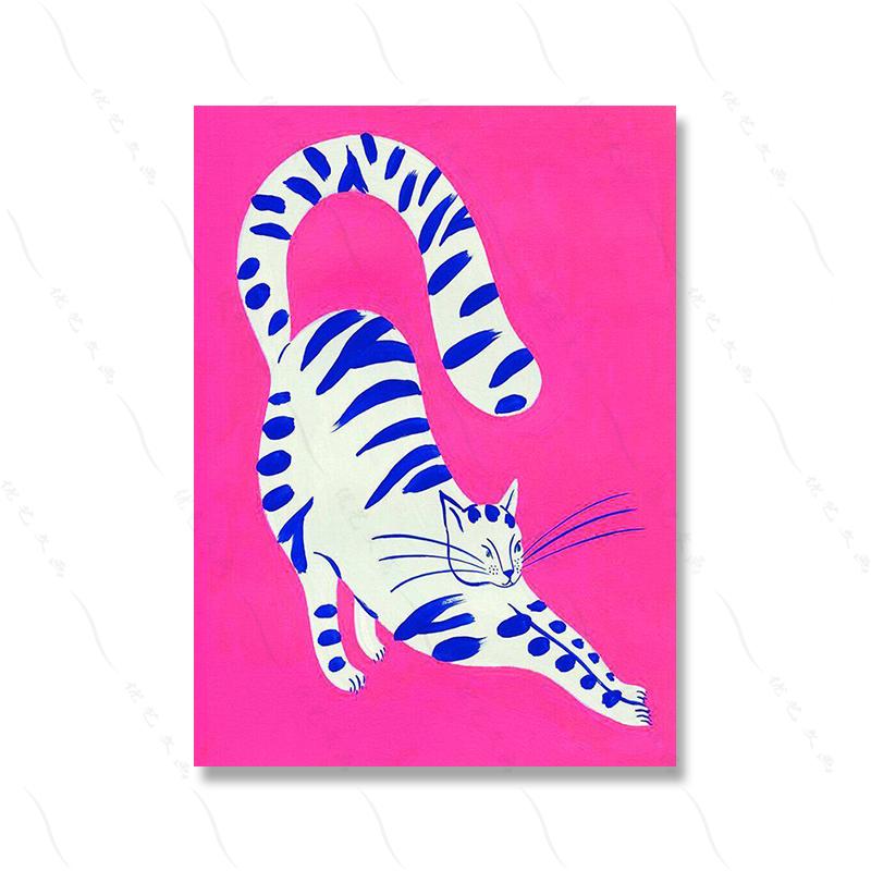 Nordic Abstract Animal Poster Red Pink Green Tiger Canvas Painting Funny Wall Art Prints Picture Kid Bed Room Home Decor