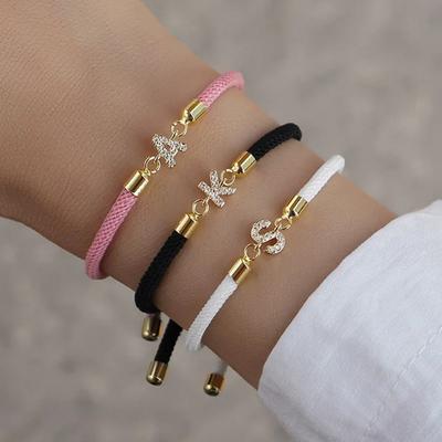 Initiales Herz-Charm-Buchstaben-Gliederarmband für Damen Klassisches Buchstaben A-Z Seilkettenarmband für täglichen Schmuck Geschenke