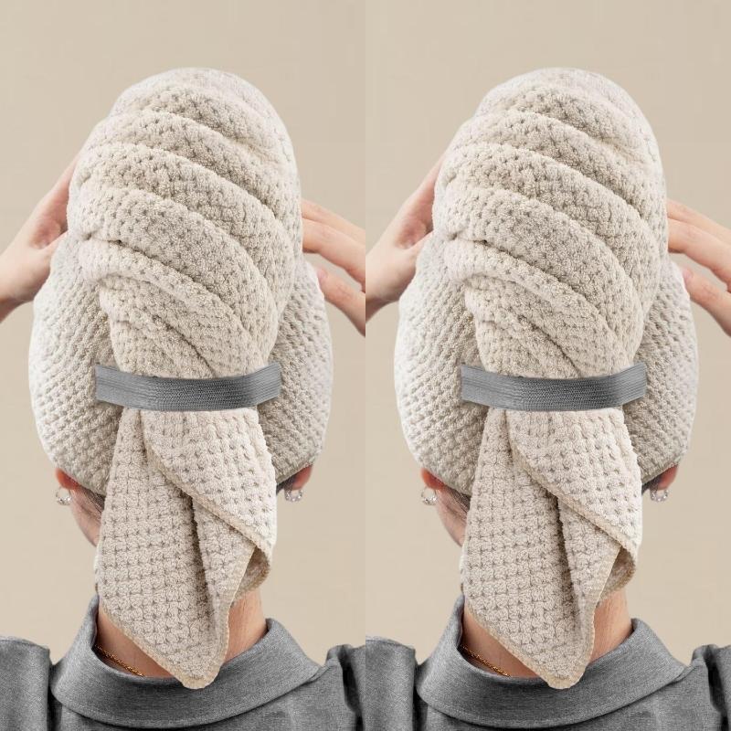 Chu Hui Pink Quick-Dry Super Absorbent Hair Towel for Women with Long Hair