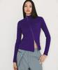 Nyxxx Ribbed Oblique Knit Zip-Up Purple