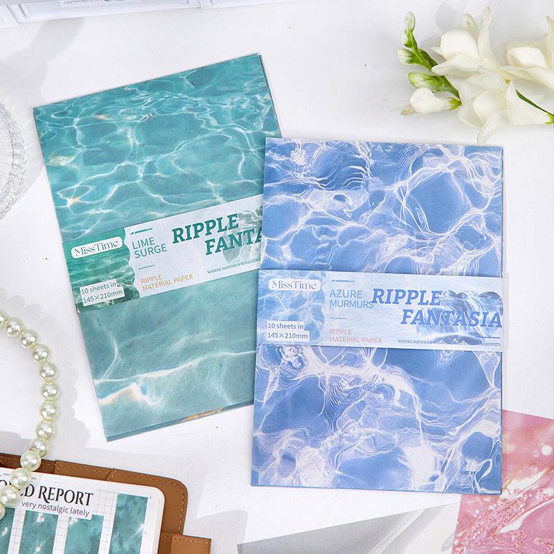 10 Pieces Big Size Rainbow Water Ripple Paper Iridescent Hues Fluid Texture For Diary Planner Album Embellishment