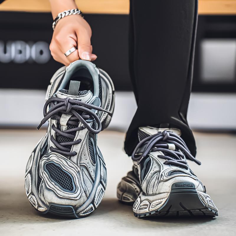 Hong Kong Style New Autumn Mesh Breathable Casual Sports Shoes Heightened Platform Dad Trendy Shoes
