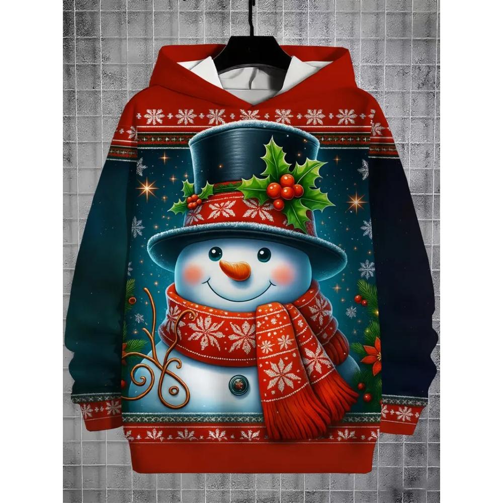 Children's Sweatshirts Christmas Series Cartoon Print Autumn Winter Comfortable Long Sleeve Hoody Casual Pullover Clothing Girls