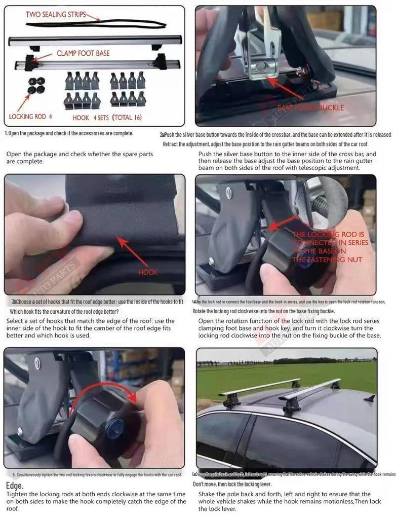 22-25 Ranger Luggage Rack Aluminum Alloy Crossbar: T9 Roof Rack Tiger Claw