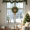 60CM Artificial Christmas Wreath with Pine Cones Bells and Decorative Bow for Door Wall Fireplace Hanging Seasonal Home Decoration