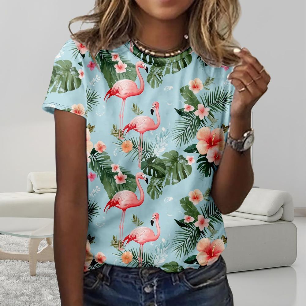 Floral Comfortable Stylish Simple Cartoon Short Sleeve T-Shirt Women's Digital Printing Slim Top
