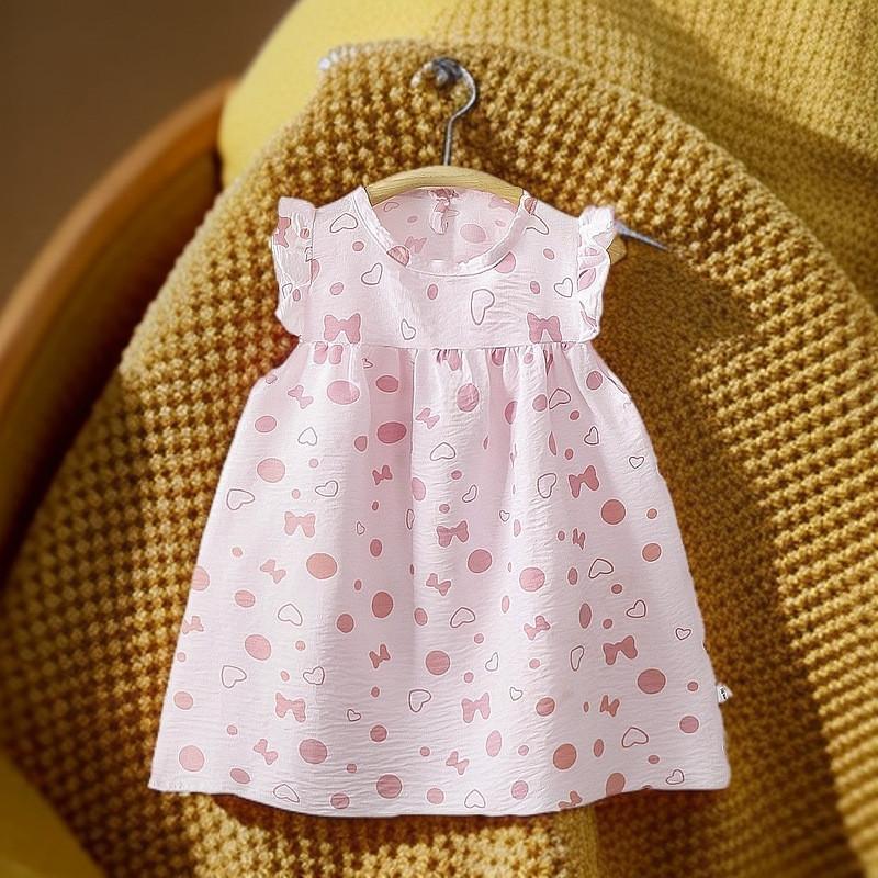 Girl Summer Dress Cotton Blend Floral Princess A Line Outfit For Toddler Girls