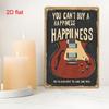 Vintage Metal Wall Sign - "You Can't Buy Happiness, Happiness" Guitar Design, Durable Pre-Drilled for Easy Hanging, Home Decor
