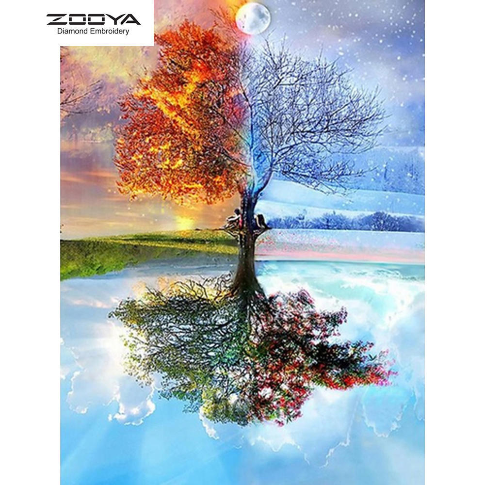 

ЗООЯ DIY 3D Алмазная картина Четыре сезона Вышивка Крестом Ремесло Стежок Домашний декор