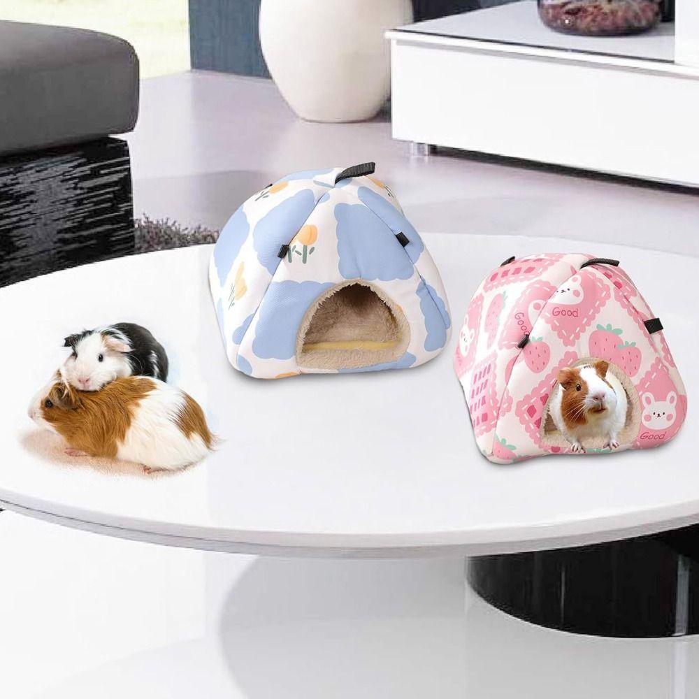 Soft Guinea Pig Warm House Flower Print Hamster Nest Bed  for Golden Bear Bird Rat