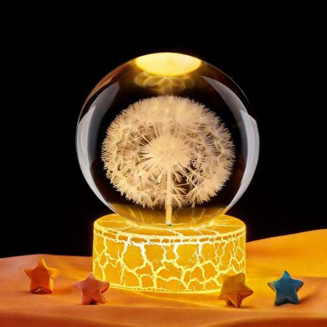 Dandelion Crystal Ball Night Light - Unique Gift for Girls' Birthdays & New Year Ornaments