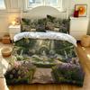 3pcs Beautiful Flower Garden Print Coreless Duvet Cover Set Multiple Sizes Comfortable Bedding Decoration Machine Washable