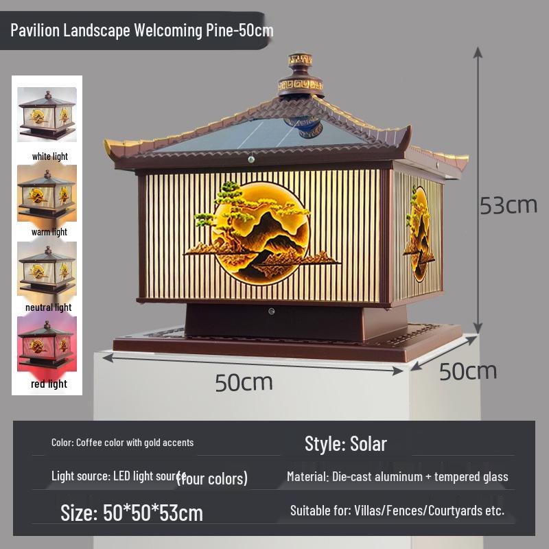 Waterproof Aluminum Solar Post Light for Outdoor Courtyard or Villa Entrance