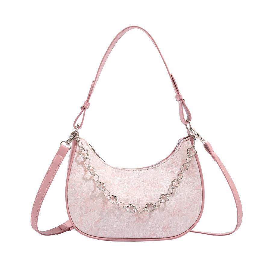 Underarmsväska för kvinnor Trendig höstmodedesign Axelväska Crossbody Liten fyrkantig väska Fairy Pink Halvmåneväska