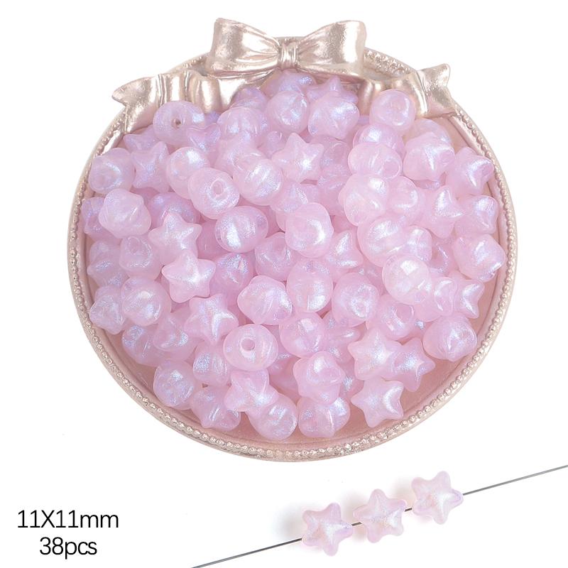 35-50pcs Plastic Acrylic Star/Heart Charm Beads For DIY Jewelry Making