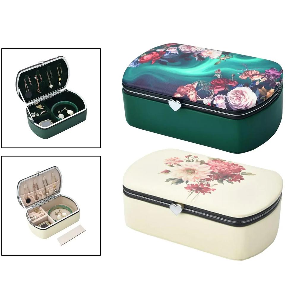 Travel Size Jewelry Case Gift Women Dustproof Display Storage Holder Box Jewelry Organizer Case for Rings Watches Pendant Bangle