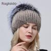 Neue Stil Echte Nerz Pelzmütze flauschige Winter Dame Natürliche Fuchs Pelz Beanie Ball Hut Stricken Warme Echte Nerz Pelz Kappe Luxus frauen Hut