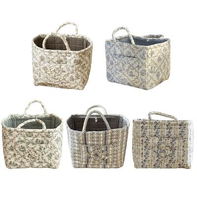 Fabric Cloth Storage Basket with Handle Laundry Storage Bin Sundries Storage Organizer for Office Home Bedroom Clothes