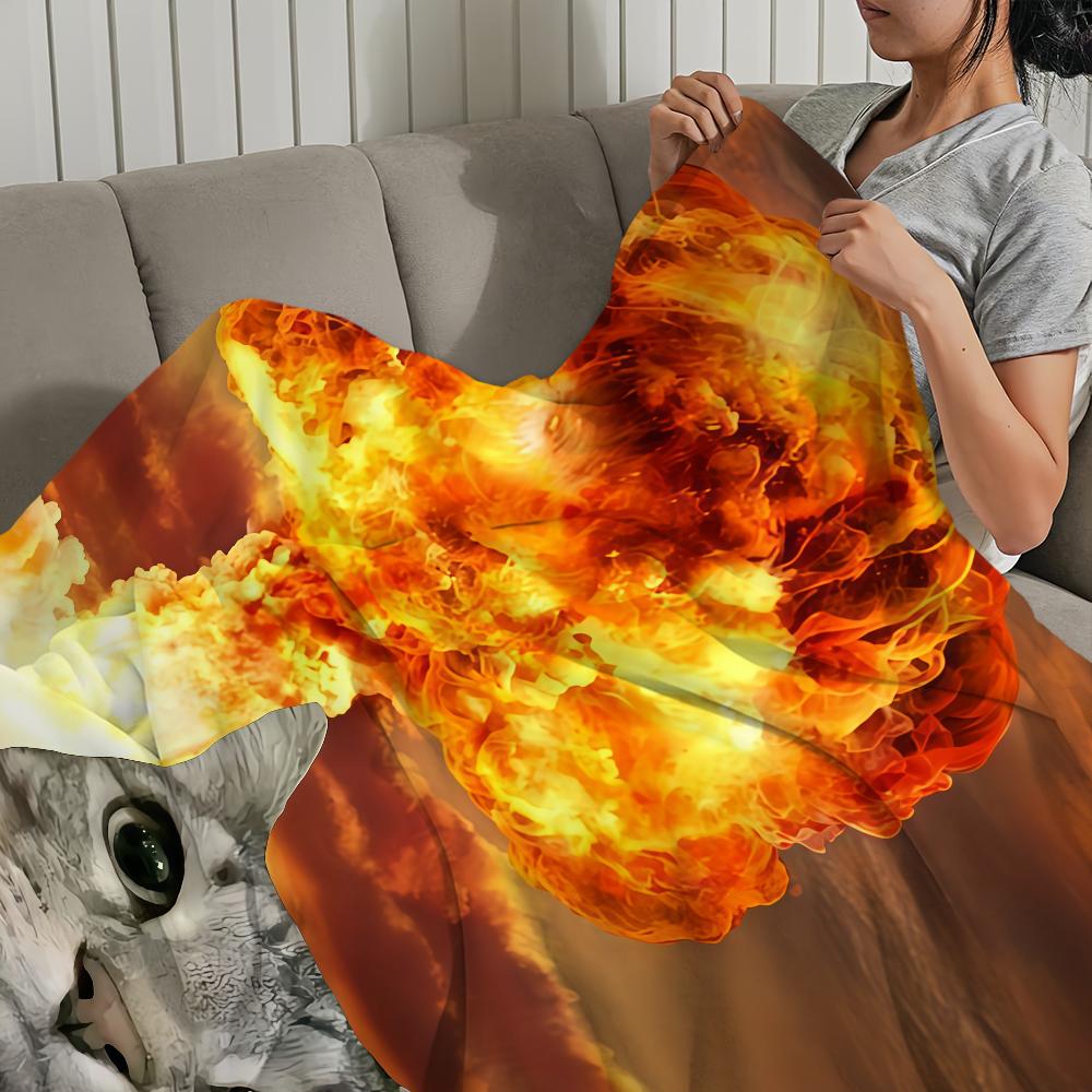 Cute cartoon funny cat meme abstract Flannel warm comfort soft plush blanket for sofa living room hogar bedroom travel gift home