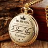 Steampunk Full Hunter Golden/Silver/Black Quartz Analog Alloy To My Daughter Pocket Watches/To My SON Pocket Watches Pendant Chain Roman Number Clock