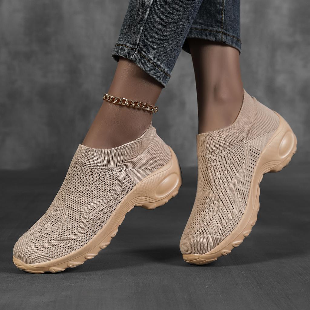 TUINANLE Women Wedge Spring Resistant Mom Shoes Breathable Platform One Foot Slip Women Loafers Sneakers