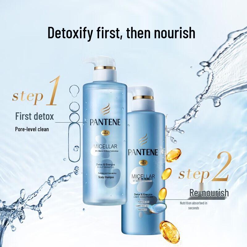 Pantene Szampon Detox dla skóry głowy z aminokwasami, bez silikonów