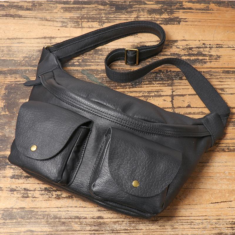 Torba ze skóry bydlęcej Męska Torba crossbody ze skóry bydlęcej Torba na ramię Pierwsza warstwa skóry bydlęcej Torba rowerowa, Jednoramienna torba pod pachę, Podróżna torba listonoszka na klatkę piersiową