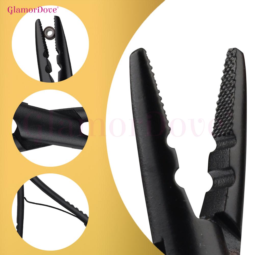 GlamorDove Hair Extension Kit – Pliers, Loop Tool, Clips & 200PCS Beads for Micro Ring & I Tip