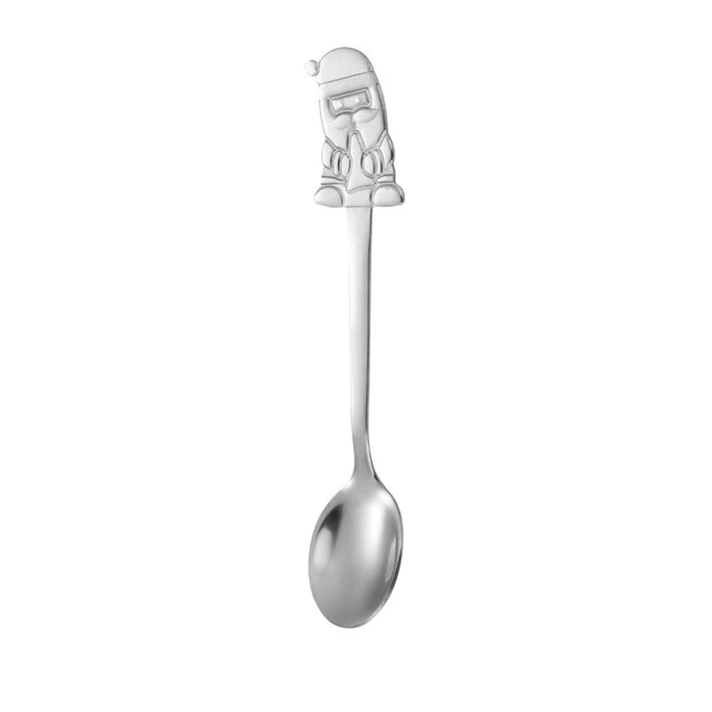 4/1PCS Christmas Dinnerware Stainless Steel Coffee Spoon Dessert Fruit Fork Cartoon Santa Claus Spoon Fork Xmas Table Supplies