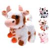 Electric Plush Dairy Cattle Toy Kids Walking Interactive Mooing Nodding Robot Scarf Cow Plushie Toy Toddlers Educational Simulation Animal Toy