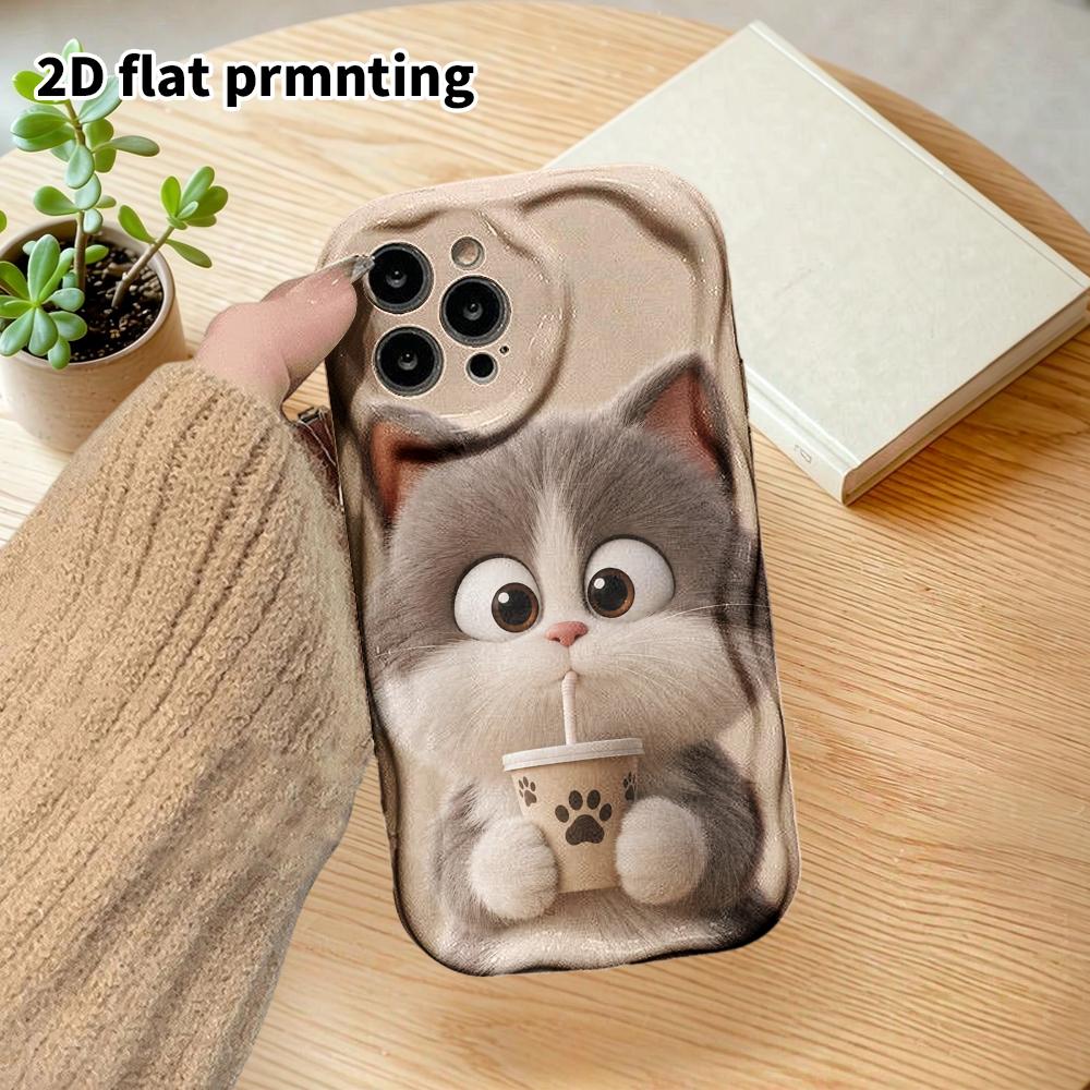 Phone Case: 2D Flat Design Suitable for iPhone 18 17 16 15 14 13 Pro Film Protective Case, Couple Style, Little Gray Cat, Christmas and Halloween Gift