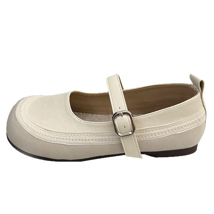 French Retro Mary Jane Shoes Women's 2025 Spring and Summer New Versatile Single Shoes Light Mouth Yellow Small Leather Shoes Doudou Shoes