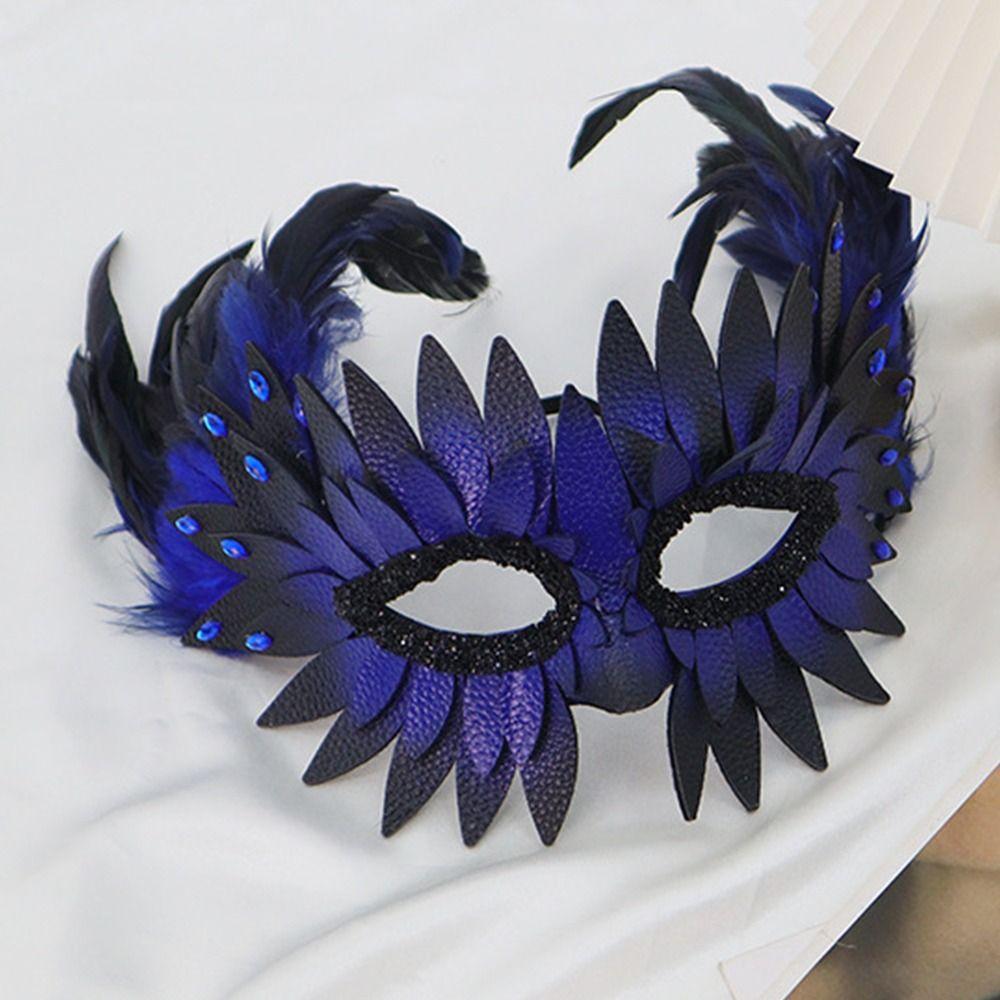 Hot PU Leather Bird-beak Mask Black Half-face Owl Feather Mask Exquisite Halloween Mask Carnival