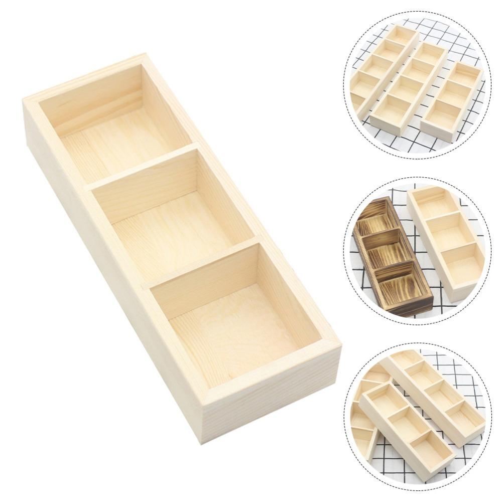 3 Grids Wooden Tea Box Coffee Holder Countertop Organizer Cabinets