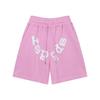 Unisex Streetwear Sparkly Rhinestone Letter Print Short Sleeve Tee Shorts Set Casual Outfit