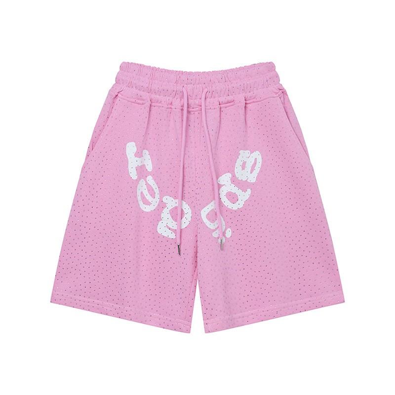 Unisex Streetwear Sparkly Rhinestone Letter Print Short Sleeve Tee Shorts Set Casual Outfit