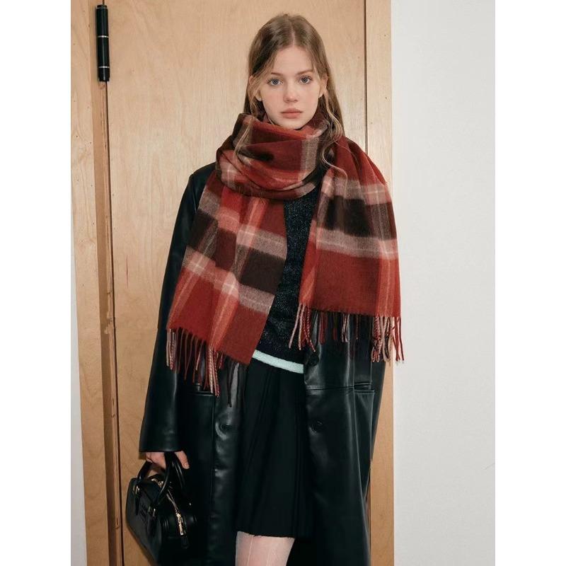 New American Style Plaid Warm Scarf for Women in Autumn and Winter Splicing Casual Scarf for Men Imitation Cashmere Versatile Shawl