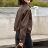Retro Soft Leather Jacket Women's Spring and Autumn New Design Sense Fashion Casual Loose Leather Jacket